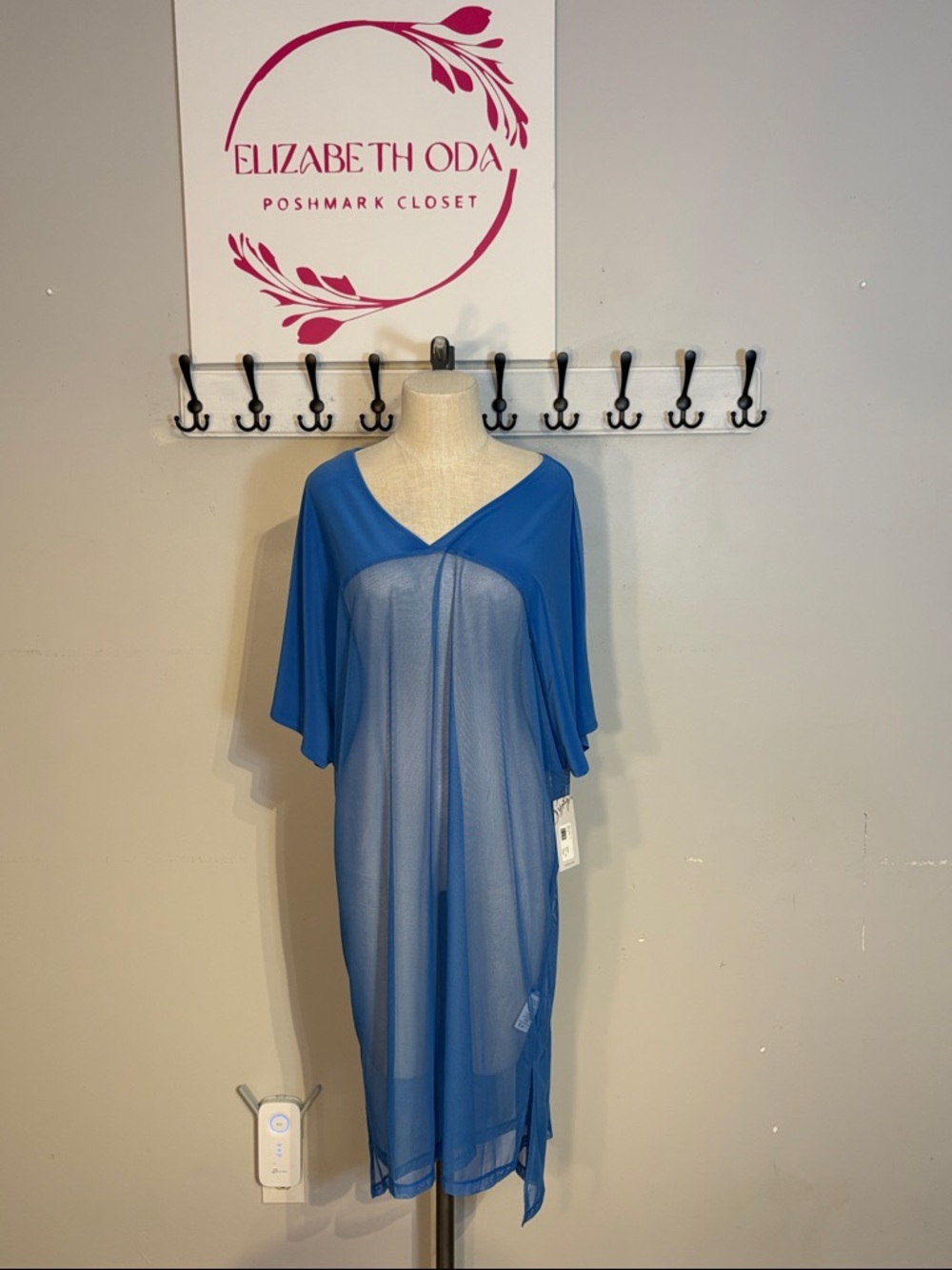 Sympli Sheer V-Neck Cover-Up in Bright Blue